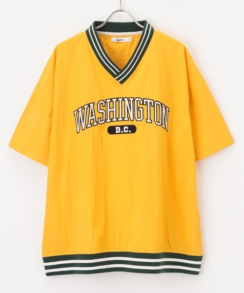 Mac-House(マックハウス)の「Vネックラインリブ布帛プルオーバー(Tシャツ/カットソー・メンズ・ブラック/ネイビー/イエロー/グリーン・M/L)」の1枚目の写真