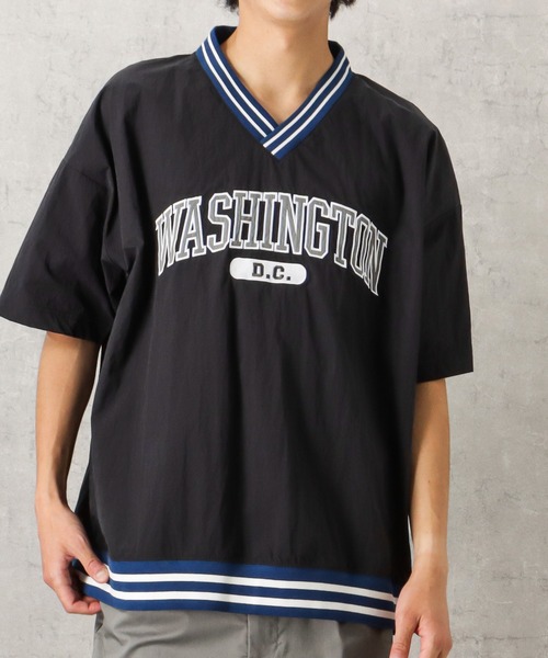 Mac-House(マックハウス)の「Vネックラインリブ布帛プルオーバー(Tシャツ/カットソー・メンズ・ブラック/ネイビー/イエロー/グリーン・M/L)」の10枚目の写真