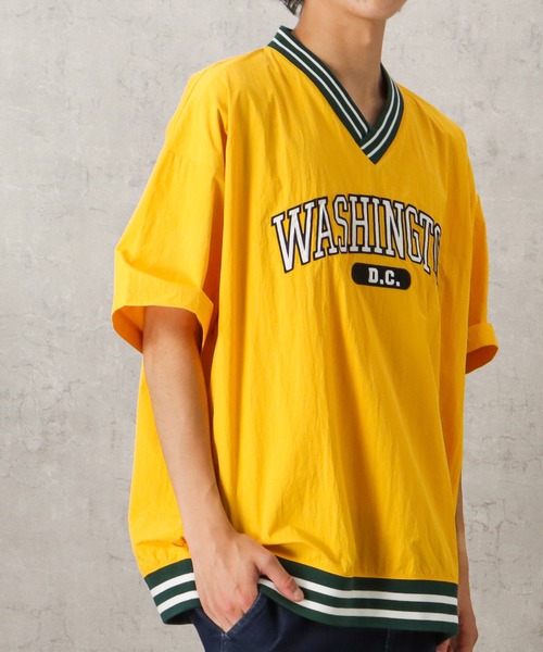 Mac-House(マックハウス)の「Vネックラインリブ布帛プルオーバー(Tシャツ/カットソー・メンズ・ブラック/ネイビー/イエロー/グリーン・M/L)」の5枚目の写真
