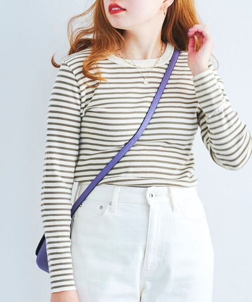 le.coeur blanc（ルクールブラン）の「Adriana Kay ボーダーカットソー（Tシャツ/カットソー・レディース・ピンク系その他2/グリーン系その他2/ホワイト系その他・38）」の9枚目の写真