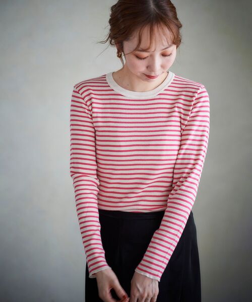 le.coeur blanc（ルクールブラン）の「Adriana Kay ボーダーカットソー（Tシャツ/カットソー・レディース・ピンク系その他2/グリーン系その他2/ホワイト系その他・38）」の11枚目の写真