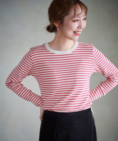 le.coeur blanc（ルクールブラン）の「Adriana Kay ボーダーカットソー（Tシャツ/カットソー・レディース・ピンク系その他2/グリーン系その他2/ホワイト系その他・38）」の13枚目の写真