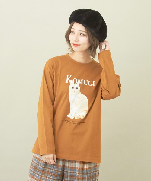 セール 猫犬プリント長袖クルーネックフォトtシャツ Tシャツ カットソー Cube Sugar キューブシュガー のファッション通販 Zozotown