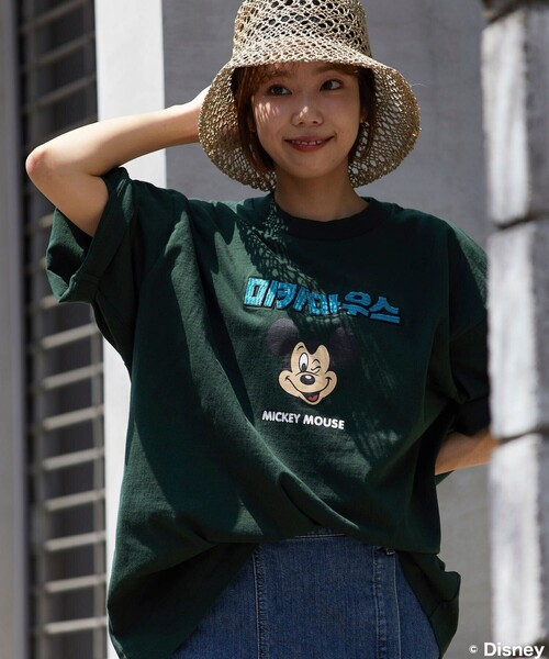 FREAK'S STORE（フリークスストア）の「FREAK'S STORE/フリークスストア DISNY ハングル刺繍 ミッキーTEE/半袖Tシャツ（Tシャツ/カットソー・メンズ・ホワイト/ライトグレー/ブラック/オリーブ/ブルー・SMALL/MEDIUM/LARGE）」の7枚目の写真