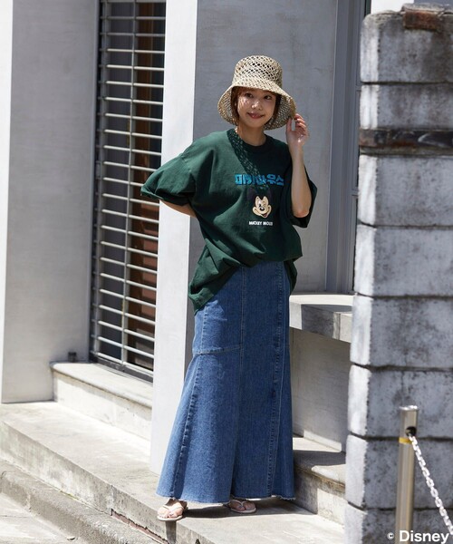 FREAK'S STORE（フリークスストア）の「FREAK'S STORE/フリークスストア DISNY ハングル刺繍 ミッキーTEE/半袖Tシャツ（Tシャツ/カットソー・メンズ・ホワイト/ライトグレー/ブラック/オリーブ/ブルー・SMALL/MEDIUM/LARGE）」の8枚目の写真