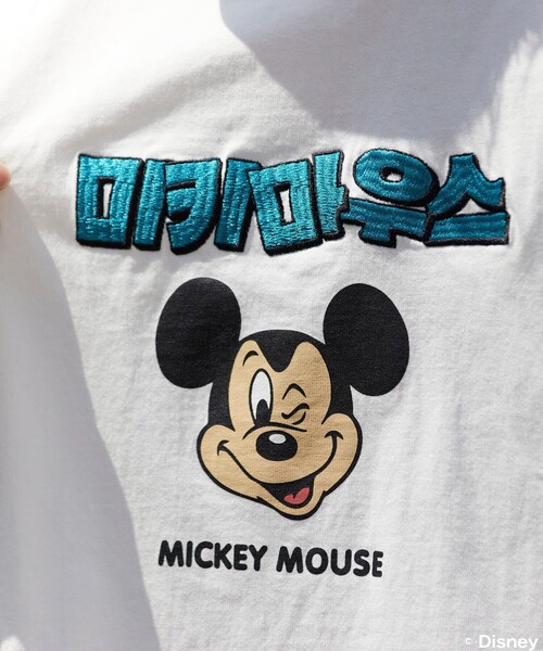 FREAK'S STORE（フリークスストア）の「FREAK'S STORE/フリークスストア DISNY ハングル刺繍 ミッキーTEE/半袖Tシャツ（Tシャツ/カットソー・メンズ・ホワイト/ライトグレー/ブラック/オリーブ/ブルー・SMALL/MEDIUM/LARGE）」の13枚目の写真