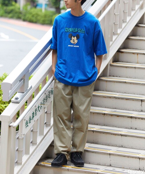 FREAK'S STORE（フリークスストア）の「FREAK'S STORE/フリークスストア DISNY ハングル刺繍 ミッキーTEE/半袖Tシャツ（Tシャツ/カットソー・メンズ・ホワイト/ライトグレー/ブラック/オリーブ/ブルー・SMALL/MEDIUM/LARGE）」の21枚目の写真