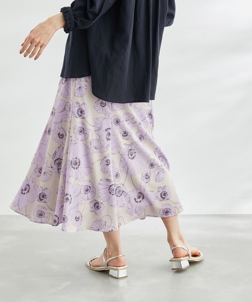 ROPE' PICNIC（ロペピクニック）の「花柄スカート（スカート・レディース・ブラック/ターコイズブルー/ダークラベンダー・36/38）」の5枚目の写真