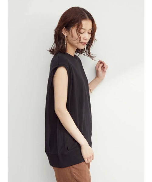 Green　Parks（グリーンパークス）の「ノースリーブタックチュニック（Tシャツ/カットソー・レディース・ブラック/オフホワイト/ブルー・FREE）」の4枚目の写真