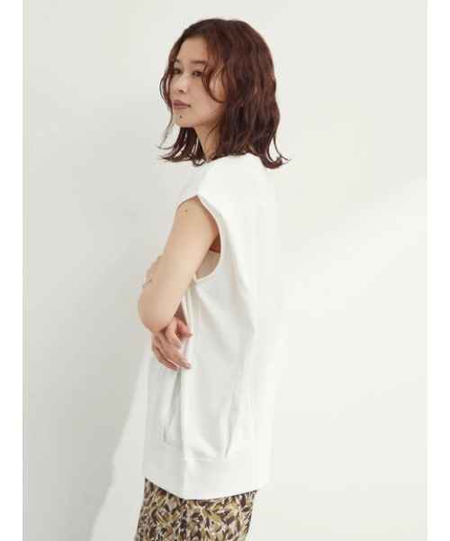 Green　Parks（グリーンパークス）の「ノースリーブタックチュニック（Tシャツ/カットソー・レディース・ブラック/オフホワイト/ブルー・FREE）」の10枚目の写真