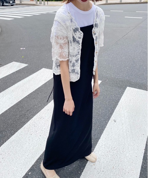 Ambre Ciel（アンブルシエル）の「花柄シアーカーディガン／【WEB/EC限定商品】（カーディガン/ボレロ・レディース・ブラック/オフホワイト・FREE）」の10枚目の写真