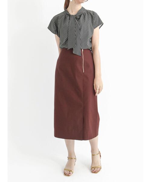 Te chichi（テチチ）の「幾何学/ストライプボウタイブラウス（シャツ/ブラウス・レディース・ブラック/ネイビー/オフホワイト/ボルドー・ﾌﾘ-）」の12枚目の写真