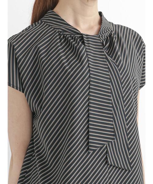 Te chichi（テチチ）の「幾何学/ストライプボウタイブラウス（シャツ/ブラウス・レディース・ブラック/ネイビー/オフホワイト/ボルドー・ﾌﾘ-）」の6枚目の写真