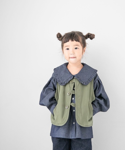 LOWRYS FARM(ローリーズファーム)の「リバーシブルベスト 156604(ベスト・キッズ・ブラック/カーキ・110cm/120cm/130cm/140cm/150cm)」の2枚目の写真