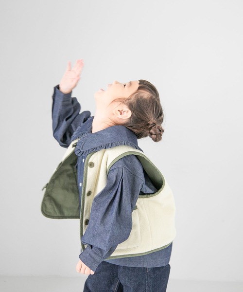 LOWRYS FARM(ローリーズファーム)の「リバーシブルベスト 156604(ベスト・キッズ・ブラック/カーキ・110cm/120cm/130cm/140cm/150cm)」の13枚目の写真