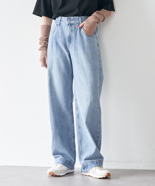 earth music&ecology（アースミュージックアンドエコロジー）の「ローライズバギーデニムパンツ（デニムパンツ・レディース・ブラック/インディゴブルー・M/L/S）」の2枚目の写真