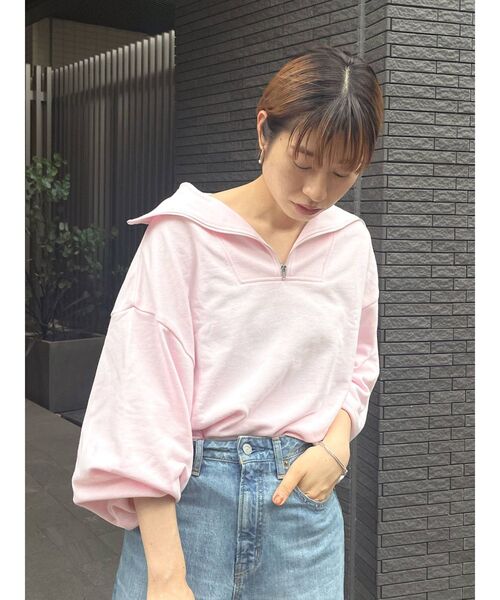 Ungrid（アングリッド）の「【WEB限定】ジップルーズスウェット（スウェット・レディース・ライトグレー/ブラック/ブラウン/ピンク/グリーン・FREE）」の5枚目の写真