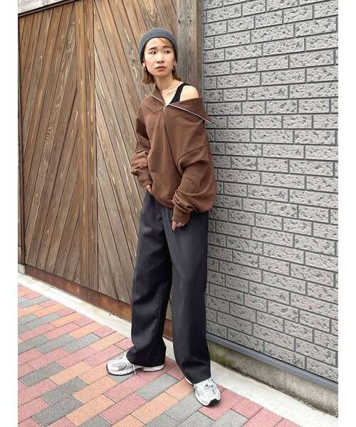 Ungrid（アングリッド）の「【WEB限定】ジップルーズスウェット（スウェット・レディース・ライトグレー/ブラック/ブラウン/ピンク/グリーン・FREE）」の14枚目の写真