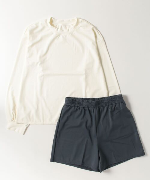 BiYOOON wear(ビヨーンウェア)の「ラッシュガード / ショートパンツセット(その他トップス・レディース・ホワイト×グレー/ホワイト×グリーン/ホワイト×ブラウン/ベージュ×ブラック/ブラック×ブラック/ブラック系その他/ホワイト×ブラック/ホワイト系/ホワイト系1/ブラック系その他2・FREE)」の5枚目の写真