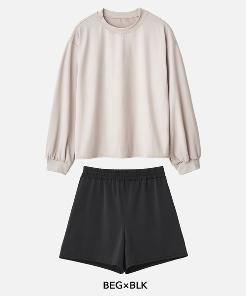 Bohemianblue ルーズフィット ラッシュガード&ショートパンツset ラッシュガードパンツ レディース ショートパンツ UVケア 水着