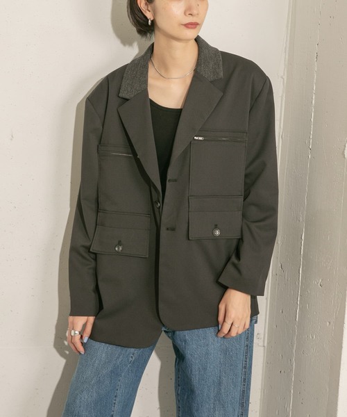 KBF(ケイビーエフ)の「ワークディティールブレザー(テーラードジャケット・レディース・チャコールグレー/ベージュ系その他・ONE)」の18枚目の写真