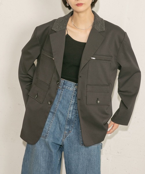 KBF(ケイビーエフ)の「ワークディティールブレザー(テーラードジャケット・レディース・チャコールグレー/ベージュ系その他・ONE)」の19枚目の写真