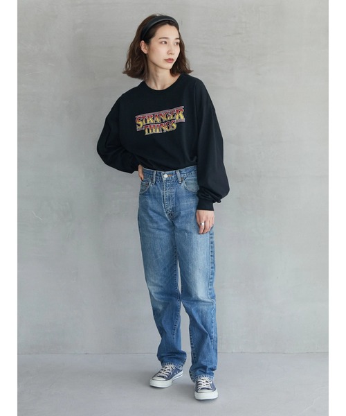 Green　Parks（グリーンパークス）の「【UNISEX】■STRANGER THINGS Fire Logo（Tシャツ/カットソー・レディース・ブラック・FREE）」の5枚目の写真