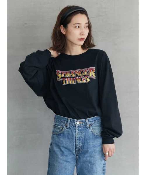Green　Parks（グリーンパークス）の「【UNISEX】■STRANGER THINGS Fire Logo（Tシャツ/カットソー・レディース・ブラック・FREE）」の8枚目の写真