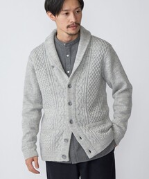 SHIPS:〈洗濯可能〉ランダムアラン ショールカラー カーディガン