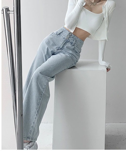 gossip！ロサンゼルス（ゴシップロサンゼルス）の「ハイウエスト レトロデニムパンツ（デニムパンツ・レディース・ライトブルー・S/M/L）」の2枚目の写真