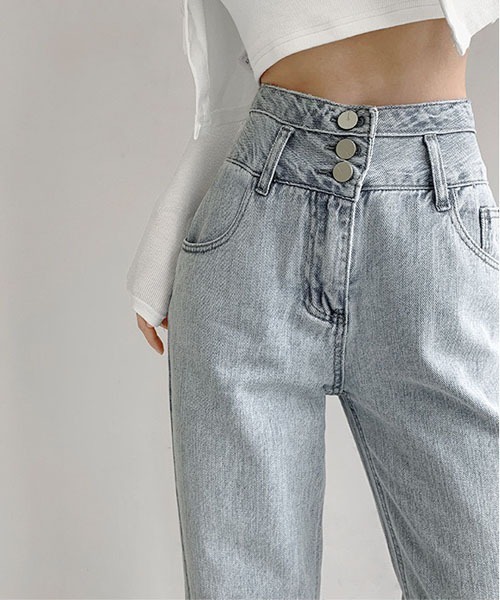 gossip！ロサンゼルス（ゴシップロサンゼルス）の「ハイウエスト レトロデニムパンツ（デニムパンツ・レディース・ライトブルー・S/M/L）」の4枚目の写真