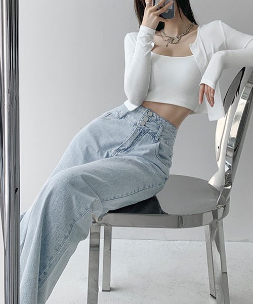 gossip！ロサンゼルス（ゴシップロサンゼルス）の「ハイウエスト レトロデニムパンツ（デニムパンツ・レディース・ライトブルー・S/M/L）」の9枚目の写真