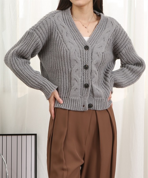 MAISON DE THERESE(メゾン ド テレーズ)の「ルーズシルエット ケーブルニットカーディガン(カーディガン/ボレロ・レディース・アイボリー/グレー・FREE)」の19枚目の写真