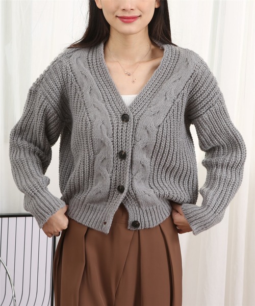 MAISON DE THERESE(メゾン ド テレーズ)の「ルーズシルエット ケーブルニットカーディガン(カーディガン/ボレロ・レディース・アイボリー/グレー・FREE)」の14枚目の写真