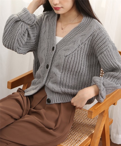 MAISON DE THERESE(メゾン ド テレーズ)の「ルーズシルエット ケーブルニットカーディガン(カーディガン/ボレロ・レディース・アイボリー/グレー・FREE)」の12枚目の写真