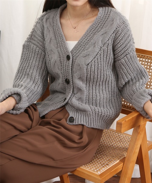 MAISON DE THERESE(メゾン ド テレーズ)の「ルーズシルエット ケーブルニットカーディガン(カーディガン/ボレロ・レディース・アイボリー/グレー・FREE)」の20枚目の写真