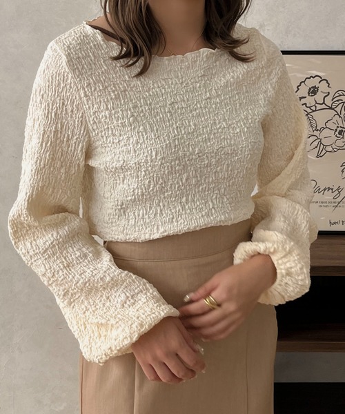 apres jour clair（アプレジュールクレア）の「【apres jour clair】袖ボリュームぽこぽこトップス【ZOZOTOWN限定アイテム】（Tシャツ/カットソー・レディース・アイボリー/ベージュ・フリー/X-LARGE）」の8枚目の写真