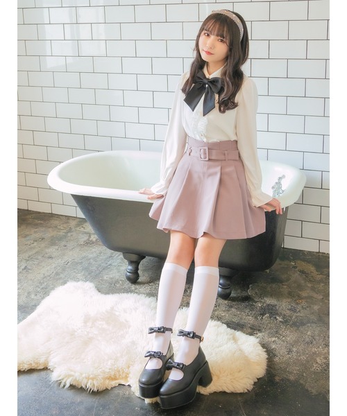 Ank Rouge(アンクルージュ)の「共ベルトハイウエストタックSK(スカート・レディース・ブラック/ブラウン/ピンク・M)」の15枚目の写真