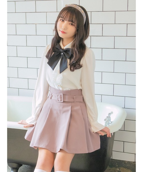 Ank Rouge(アンクルージュ)の「共ベルトハイウエストタックSK(スカート・レディース・ブラック/ブラウン/ピンク・M)」の16枚目の写真