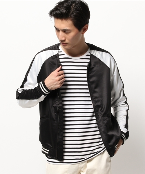 WEGO（ウィゴー）の「WEGO/ノーカラースカジャン（スタジャン・メンズ・ブラック/ブルー・LARGE/MEDIUM）」の2枚目の写真