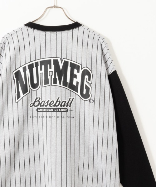 Goodwear（グッドウェア）の「GOOD WEAR x NUTMEG ビッグシルエット 配色切替ロゴプリントロングスリーブTシャツ（Tシャツ/カットソー・メンズ・ブラック/グレー/ホワイト×ブラック/ホワイト×ネイビー・XL/L/M）」の4枚目の写真