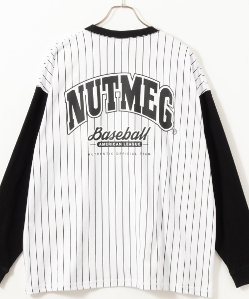 Goodwear（グッドウェア）の「GOOD WEAR x NUTMEG ビッグシルエット 配色切替ロゴプリントロングスリーブTシャツ（Tシャツ/カットソー・メンズ・ブラック/グレー/ホワイト×ブラック/ホワイト×ネイビー・XL/L/M）」の5枚目の写真