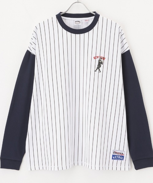 Goodwear（グッドウェア）の「GOOD WEAR x NUTMEG ビッグシルエット 配色切替ロゴプリントロングスリーブTシャツ（Tシャツ/カットソー・メンズ・ブラック/グレー/ホワイト×ブラック/ホワイト×ネイビー・XL/L/M）」の8枚目の写真