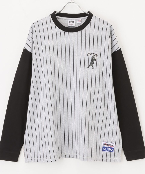 Goodwear（グッドウェア）の「GOOD WEAR x NUTMEG ビッグシルエット 配色切替ロゴプリントロングスリーブTシャツ（Tシャツ/カットソー・メンズ・ブラック/グレー/ホワイト×ブラック/ホワイト×ネイビー・XL/L/M）」の12枚目の写真