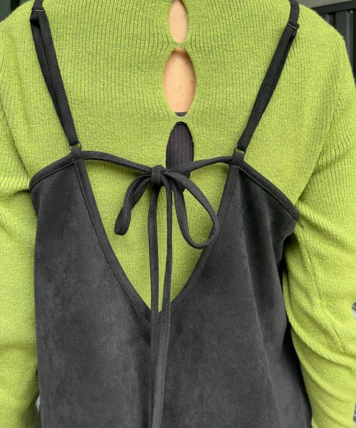 CIAOPANIC（チャオパニック）の「フェイクスウェードキャミワンピース（ワンピース・レディース・モカ/スカイブルー/イエロー/ブラック・ONE SIZE）」の6枚目の写真