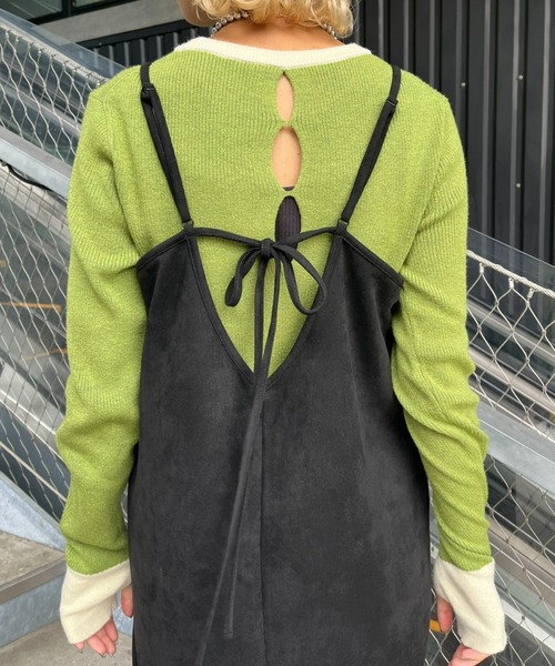 CIAOPANIC（チャオパニック）の「フェイクスウェードキャミワンピース（ワンピース・レディース・モカ/スカイブルー/イエロー/ブラック・ONE SIZE）」の5枚目の写真