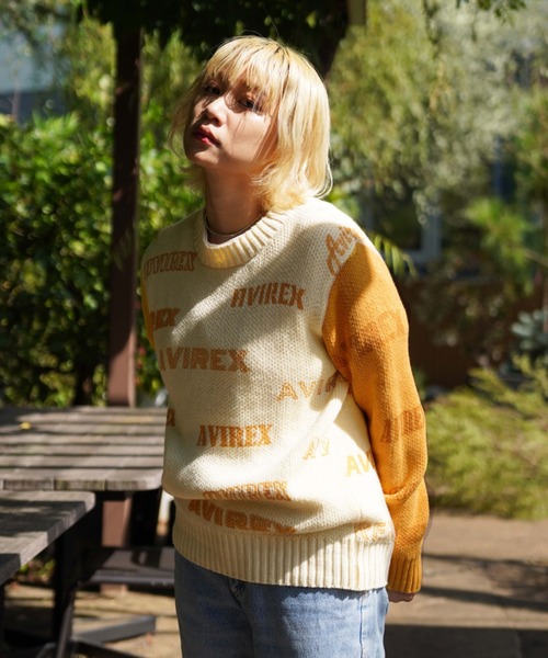 AVIREX（アヴィレックス）の「LOGO KNIT/ ロゴニット（ニット/セーター・レディース・グレー/グリーン/マスタード・FREE）」の8枚目の写真
