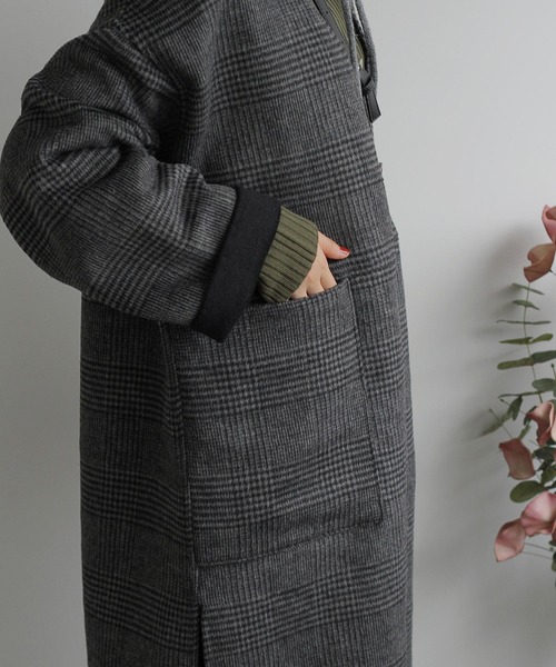 Crisp（クリスプ）の「チェックリバーシブルコート（ノーカラーコート