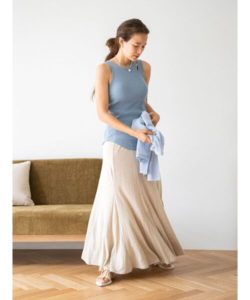 Ungrid（アングリッド）の「パット付きアシメデザインテレコタンクトップ（タンクトップ・レディース・ブラック/アイボリー/オレンジ/ブルー・FREE）」の6枚目の写真