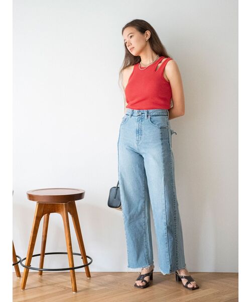 Ungrid（アングリッド）の「パット付きアシメデザインテレコタンクトップ（タンクトップ・レディース・ブラック/アイボリー/オレンジ/ブルー・FREE）」の18枚目の写真